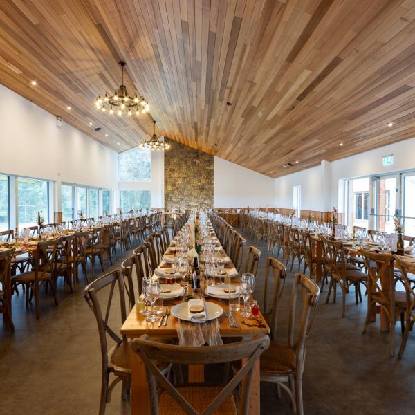 tables chairs in the dalradian at cardney steading weddings