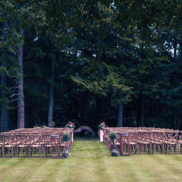 chairs at ceremony natural wedding cardney steading venue