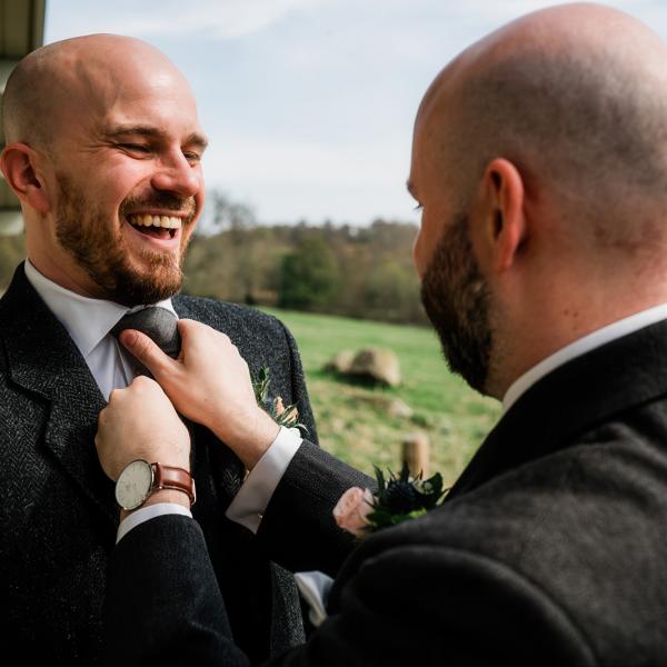 hannah and euan getting ready