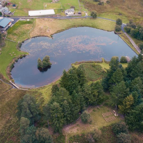 ariel photo natural woodland wedding cardney steading venue