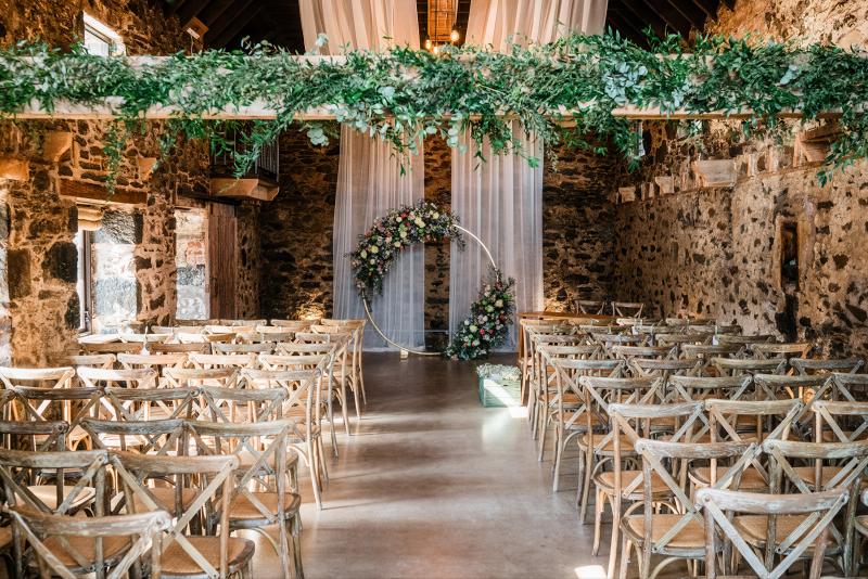 Indoor ceremony space in The Old Mill at Cardney Steading